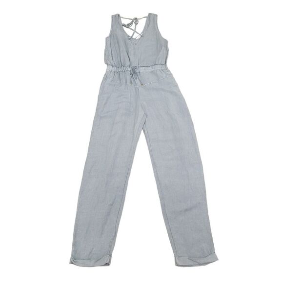 Young Fabulous & Broke Alex Linen Rayon Jumpsuit Solid Gray Drawstring Size S - Picture 2 of 12
